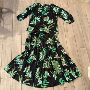 Lauren Ralph Lauren Fern Print Maxi Skirt & Top Set L NWT